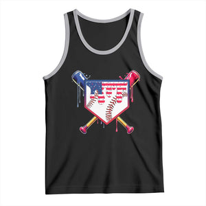 Funny Ice Cream Baseball Drip American Flag Tank Top 4th Of July TS11 Black Athletic Heather Print Your Wear