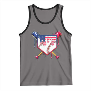Funny Ice Cream Baseball Drip American Flag Tank Top 4th Of July TS11 Deep Heather Black Print Your Wear