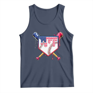 Funny Ice Cream Baseball Drip American Flag Tank Top 4th Of July TS11 Navy Print Your Wear
