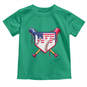 Funny Ice Cream Baseball Drip American Flag Toddler T Shirt 4th Of July TS11 Irish Green Print Your Wear