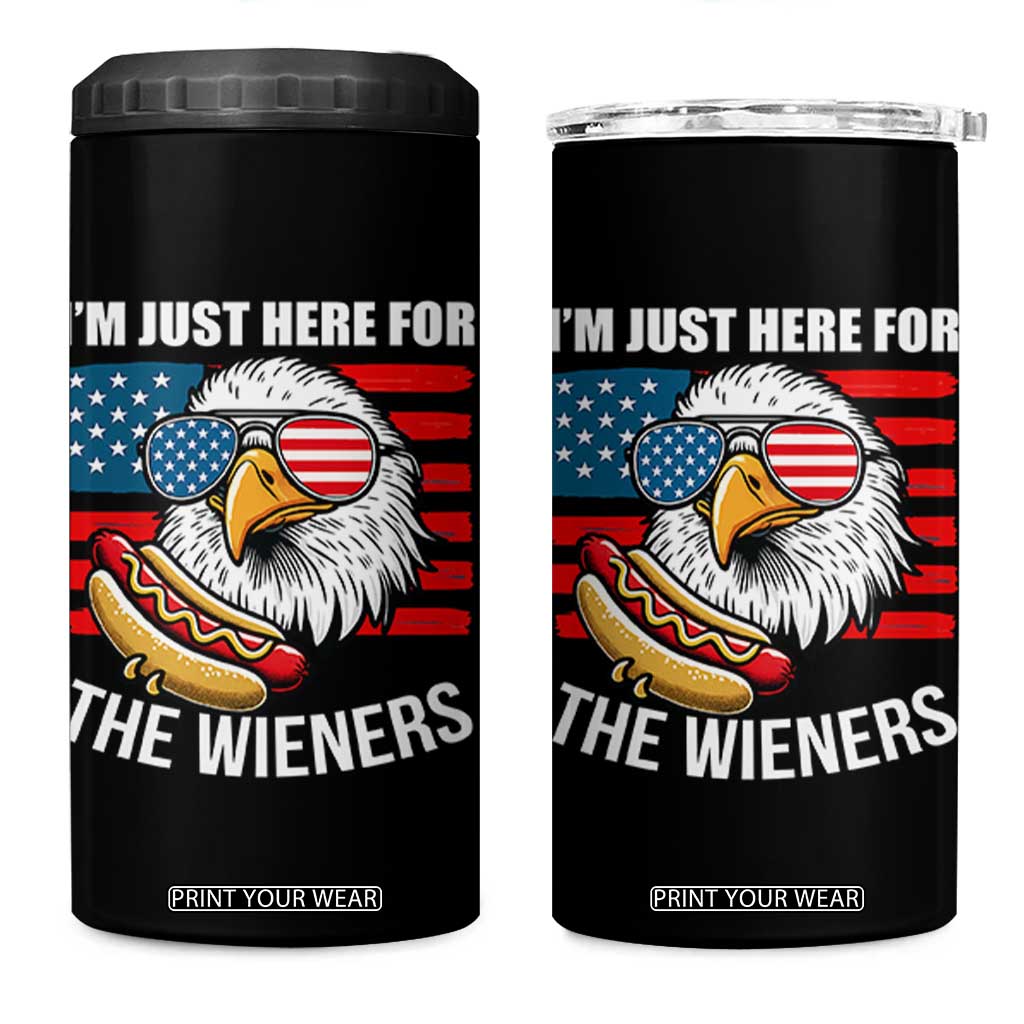 Funny I'm Just Here For The Wieners 4 in 1 Can Cooler Tumbler 4th Of July Bald Eagle Hot Dog Lover TS11 One Size: 16 oz Black Print Your Wear