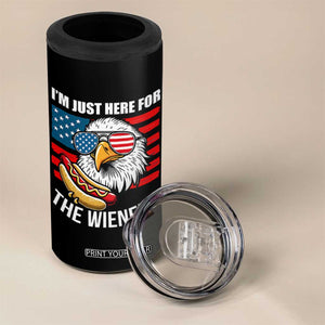 Funny I'm Just Here For The Wieners 4 in 1 Can Cooler Tumbler 4th Of July Bald Eagle Hot Dog Lover TS11 Print Your Wear