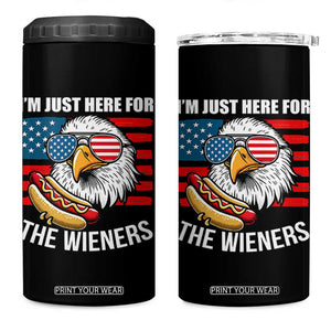 Funny I'm Just Here For The Wieners 4 in 1 Can Cooler Tumbler 4th Of July Bald Eagle Hot Dog Lover TS11 One Size: 16 oz Black Print Your Wear