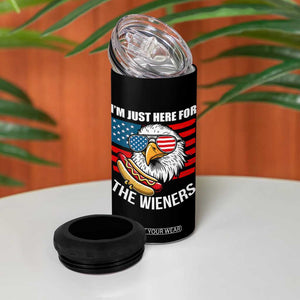 Funny I'm Just Here For The Wieners 4 in 1 Can Cooler Tumbler 4th Of July Bald Eagle Hot Dog Lover TS11 Print Your Wear