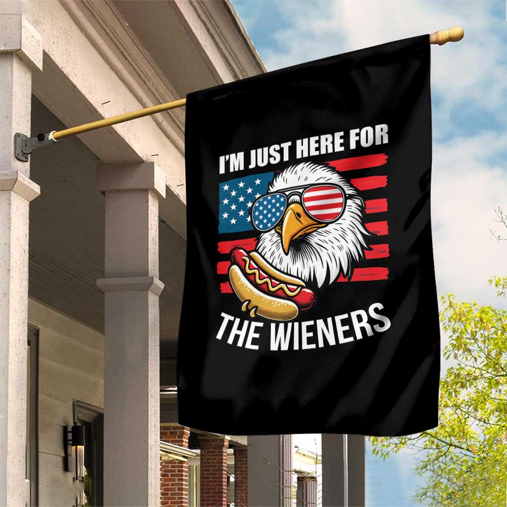 Funny I'm Just Here For The Wieners Garden Flag 4th Of July Bald Eagle Hot Dog Lover TS11 Print Your Wear