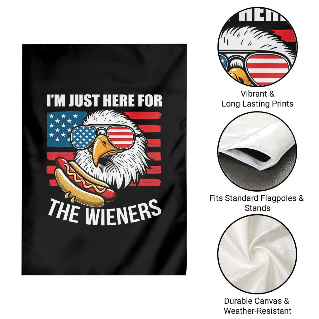 Funny I'm Just Here For The Wieners Garden Flag 4th Of July Bald Eagle Hot Dog Lover TS11 Print Your Wear