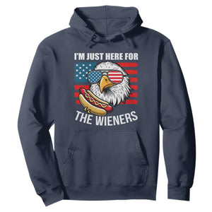 Funny I'm Just Here For The Wieners Hoodie 4th Of July Bald Eagle Hot Dog Lover TS11 Navy Print Your Wear