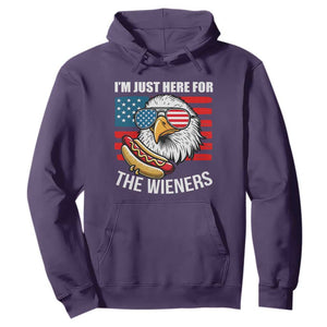 Funny I'm Just Here For The Wieners Hoodie 4th Of July Bald Eagle Hot Dog Lover TS11 Purple Print Your Wear