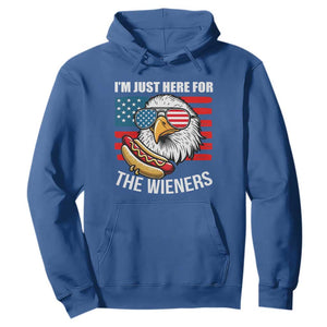 Funny I'm Just Here For The Wieners Hoodie 4th Of July Bald Eagle Hot Dog Lover TS11 Royal Blue Print Your Wear
