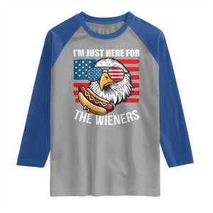 Funny I'm Just Here For The Wieners Raglan Shirt 4th Of July Bald Eagle Hot Dog Lover TS11 Sport Gray Royal Print Your Wear