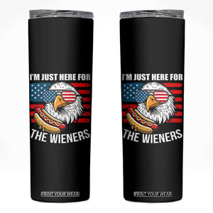 Funny I'm Just Here For The Wieners Skinny Tumbler 4th Of July Bald Eagle Hot Dog Lover TS11 Black Print Your Wear