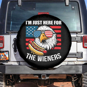 Funny I'm Just Here For The Wieners Spare Tire Cover 4th Of July Bald Eagle Hot Dog Lover TS11 No hole Black Print Your Wear