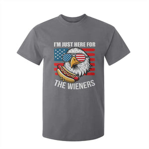 Funny I'm Just Here For The Wieners T Shirt For Kid 4th Of July Bald Eagle Hot Dog Lover TS11 Charcoal Print Your Wear