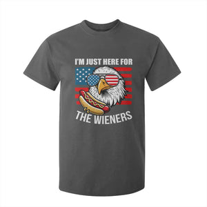 Funny I'm Just Here For The Wieners T Shirt For Kid 4th Of July Bald Eagle Hot Dog Lover TS11 Dark Heather Print Your Wear