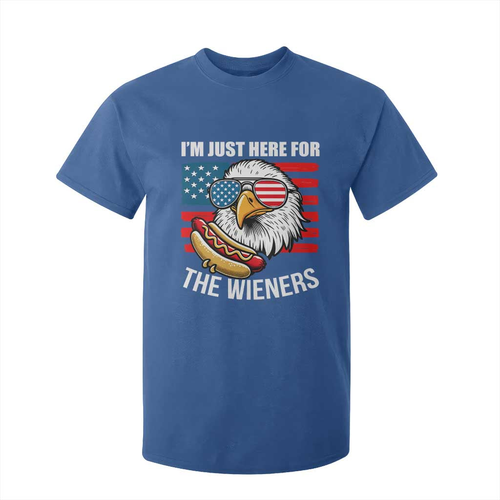 Funny I'm Just Here For The Wieners T Shirt For Kid 4th Of July Bald Eagle Hot Dog Lover TS11 Royal Blue Print Your Wear