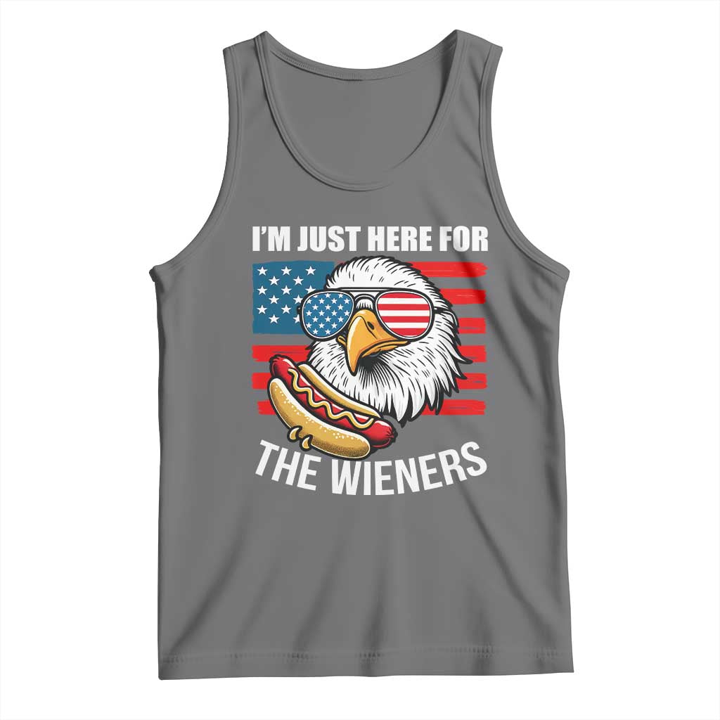 Funny I'm Just Here For The Wieners Tank Top 4th Of July Bald Eagle Hot Dog Lover TS11 Black Heather Print Your Wear