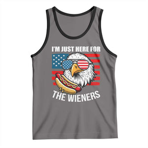 Funny I'm Just Here For The Wieners Tank Top 4th Of July Bald Eagle Hot Dog Lover TS11 Deep Heather Black Print Your Wear