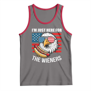 Funny I'm Just Here For The Wieners Tank Top 4th Of July Bald Eagle Hot Dog Lover TS11 Deep Heather Red Print Your Wear