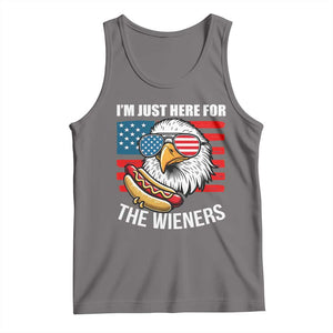 Funny I'm Just Here For The Wieners Tank Top 4th Of July Bald Eagle Hot Dog Lover TS11 Deep Heather Print Your Wear