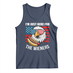 Funny I'm Just Here For The Wieners Tank Top 4th Of July Bald Eagle Hot Dog Lover TS11 Navy Print Your Wear