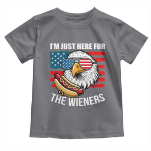 Funny I'm Just Here For The Wieners Toddler T Shirt 4th Of July Bald Eagle Hot Dog Lover TS11 Charcoal Print Your Wear