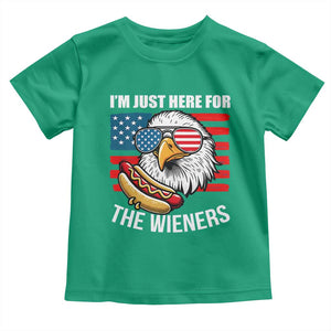 Funny I'm Just Here For The Wieners Toddler T Shirt 4th Of July Bald Eagle Hot Dog Lover TS11 Irish Green Print Your Wear