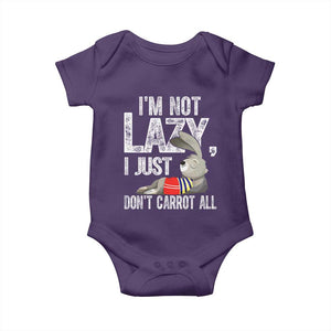 Funny I'm Not Lazy I Just Don't Carrot All Baby Onesie Lazy Bunny Rabbit TS11 Purple Print Your Wear