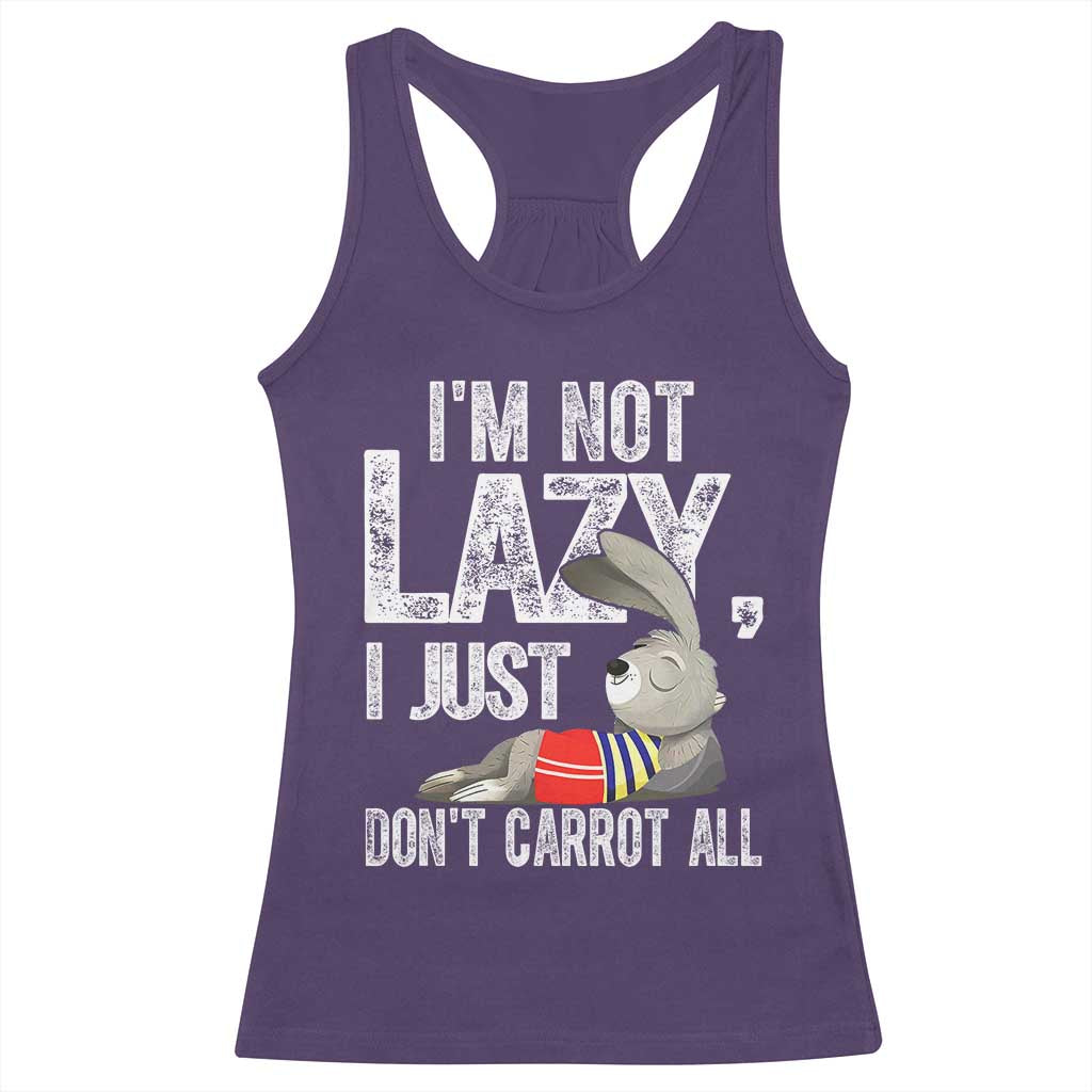 Funny I'm Not Lazy I Just Don't Carrot All Racerback Tank Top Lazy Bunny Rabbit TS11 Purple Print Your Wear