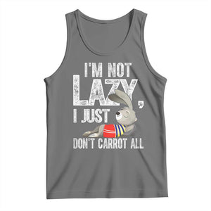 Funny I'm Not Lazy I Just Don't Carrot All Tank Top Lazy Bunny Rabbit TS11 Black Heather Print Your Wear