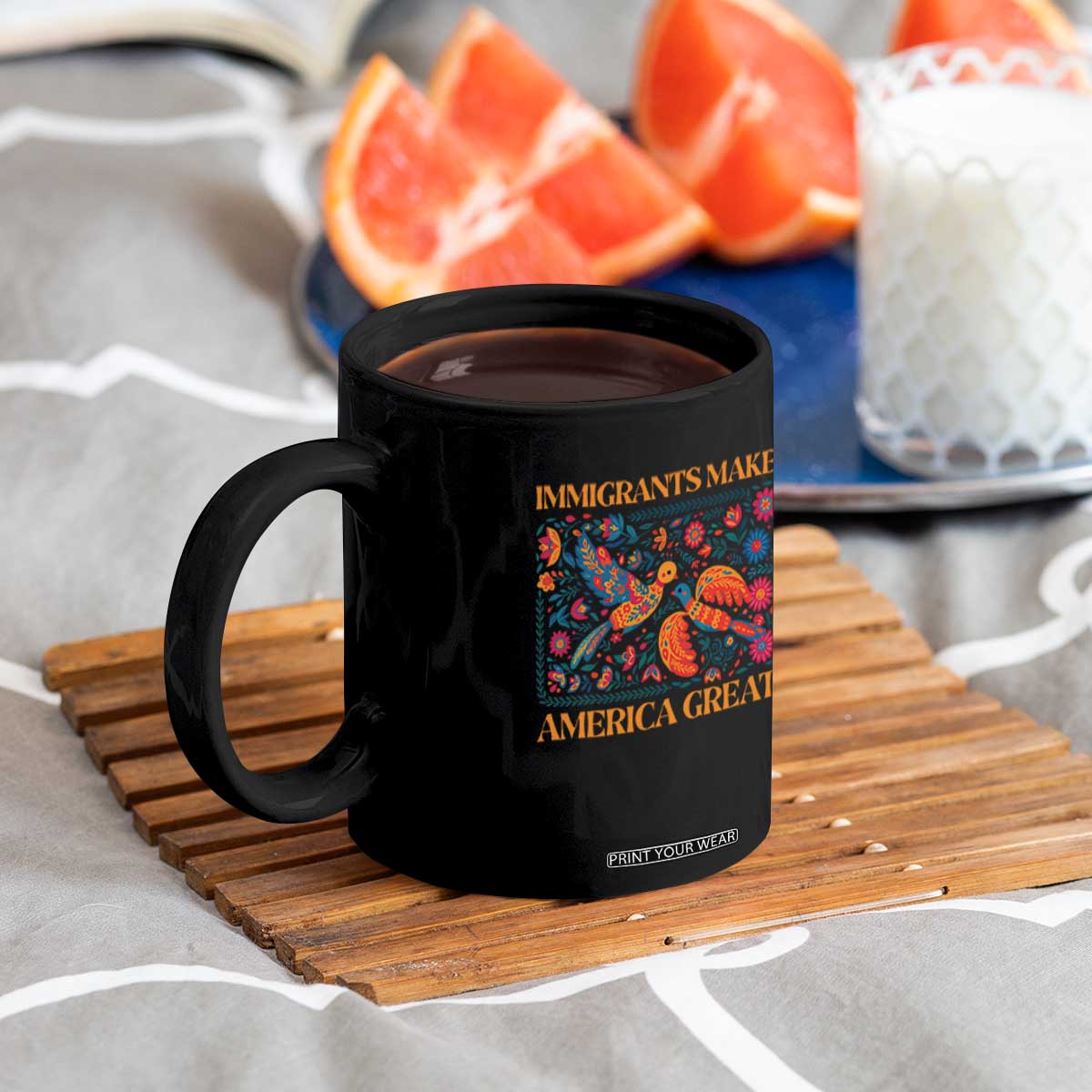 Funny Immigrants Make America Great Coffee Mug Floral Flower Birds Human Rights TS11 Print Your Wear