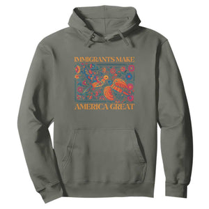 Funny Immigrants Make America Great Hoodie Floral Flower Birds Human Rights TS11 Military Green Print Your Wear