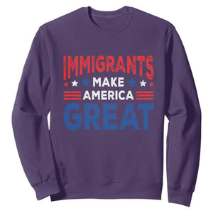 Funny Immigrants Make America Great Sweatshirt Stars Stripes TS11 Purple Print Your Wear