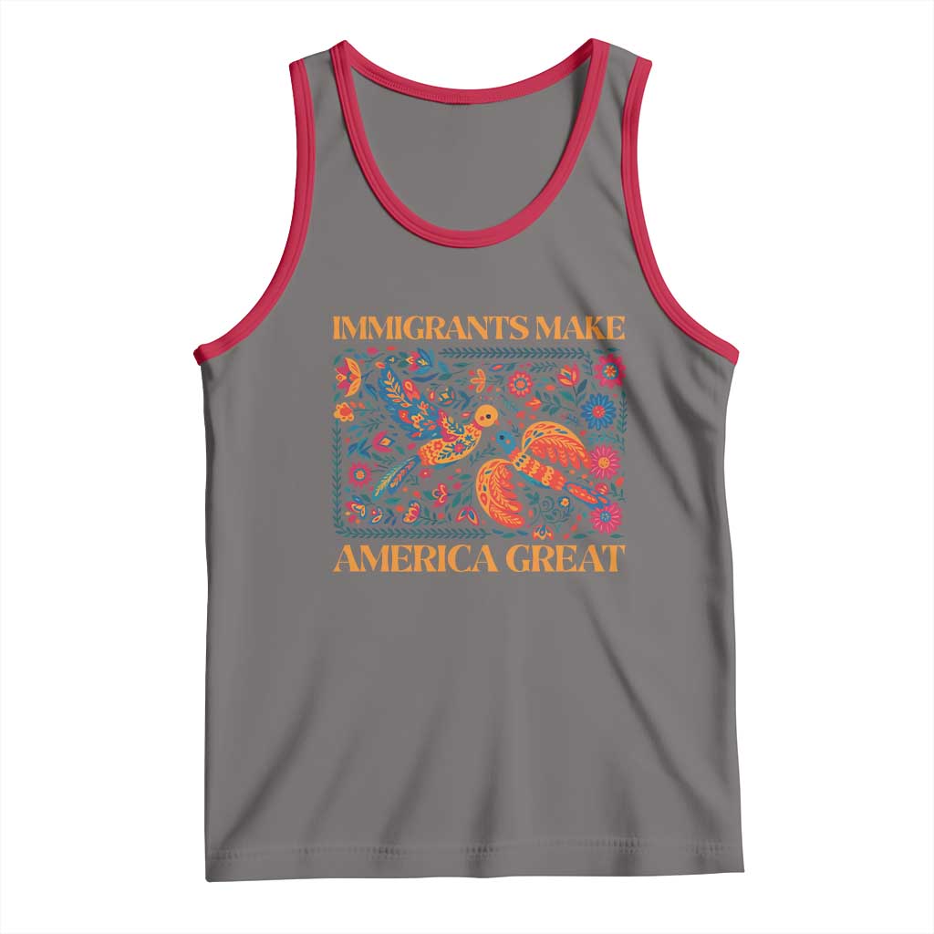 Funny Immigrants Make America Great Tank Top Floral Flower Birds Human Rights TS11 Deep Heather Red Print Your Wear