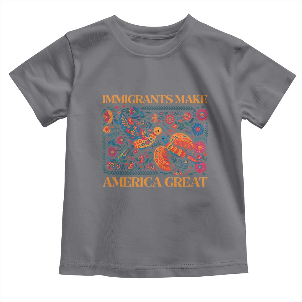 Funny Immigrants Make America Great Toddler T Shirt Floral Flower Birds Human Rights TS11 Charcoal Print Your Wear