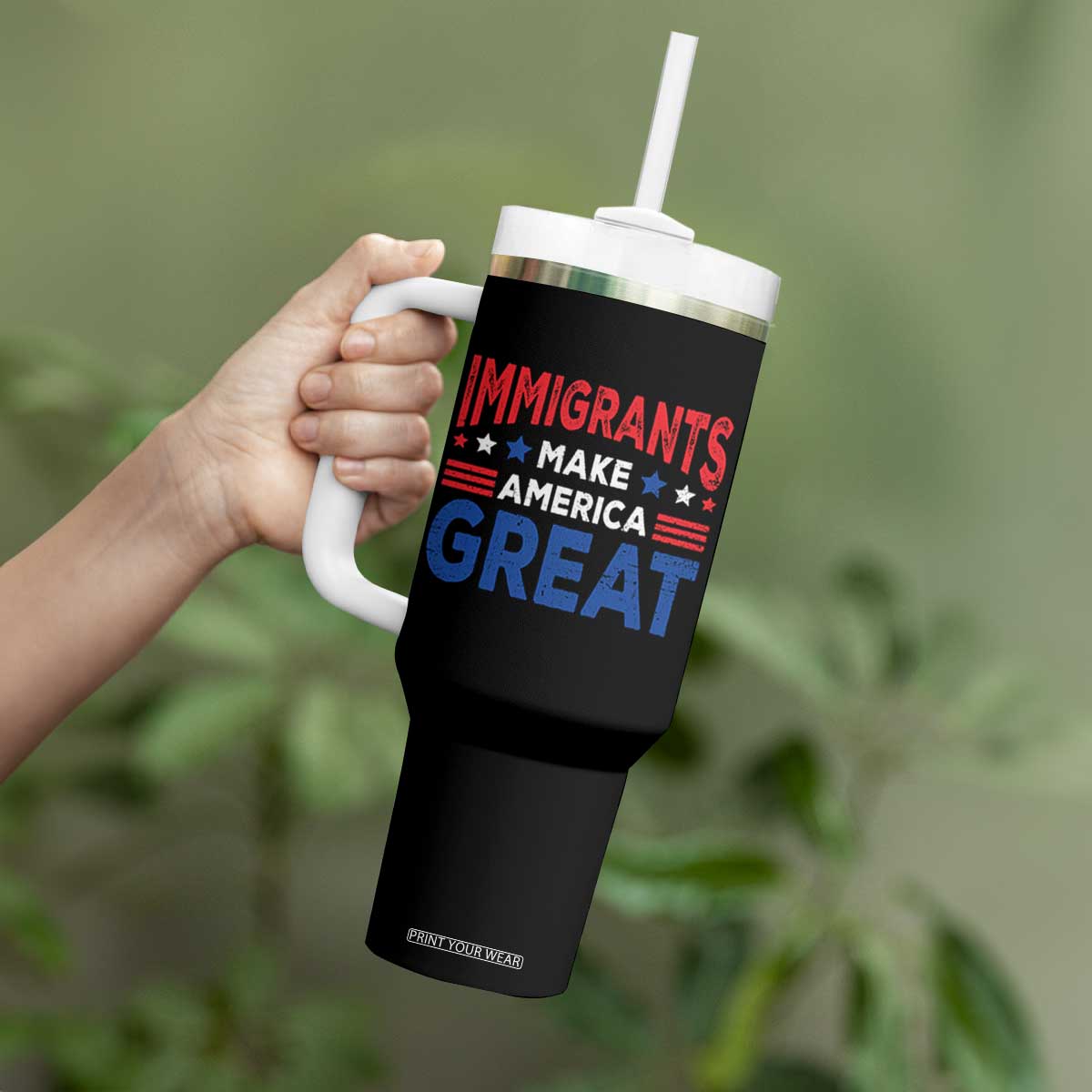 Funny Immigrants Make America Great Tumbler With Handle Stars Stripes TS11 Print Your Wear
