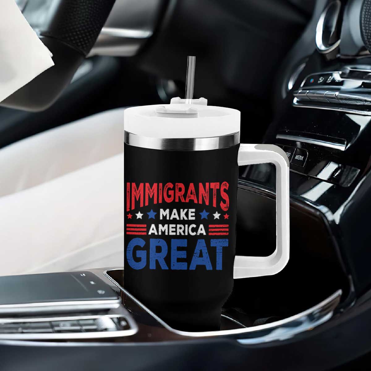 Funny Immigrants Make America Great Tumbler With Handle Stars Stripes TS11 Print Your Wear