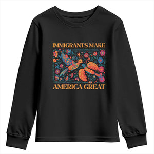 Funny Immigrants Make America Great Youth Sweatshirt Floral Flower Birds Human Rights TS11 Black Print Your Wear