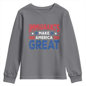 Funny Immigrants Make America Great Youth Sweatshirt Stars Stripes TS11 Charcoal Print Your Wear