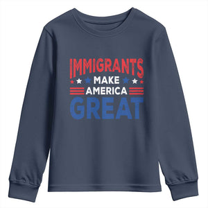 Funny Immigrants Make America Great Youth Sweatshirt Stars Stripes TS11 Navy Print Your Wear