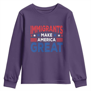 Funny Immigrants Make America Great Youth Sweatshirt Stars Stripes TS11 Purple Print Your Wear
