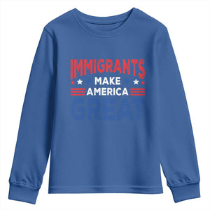 Funny Immigrants Make America Great Youth Sweatshirt Stars Stripes TS11 Royal Blue Print Your Wear
