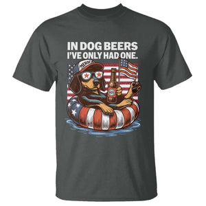 Funny In Dog Beers I've Only Had One T Shirt 4th Of July Drinking Dachshund Beer American Flag TS11 Dark Heather Print Your Wear