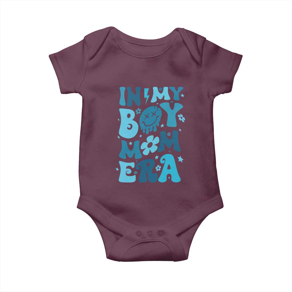 Funny In My Boy Mom Era Baby Onesie Mother's Day TS11 Maroon Print Your Wear