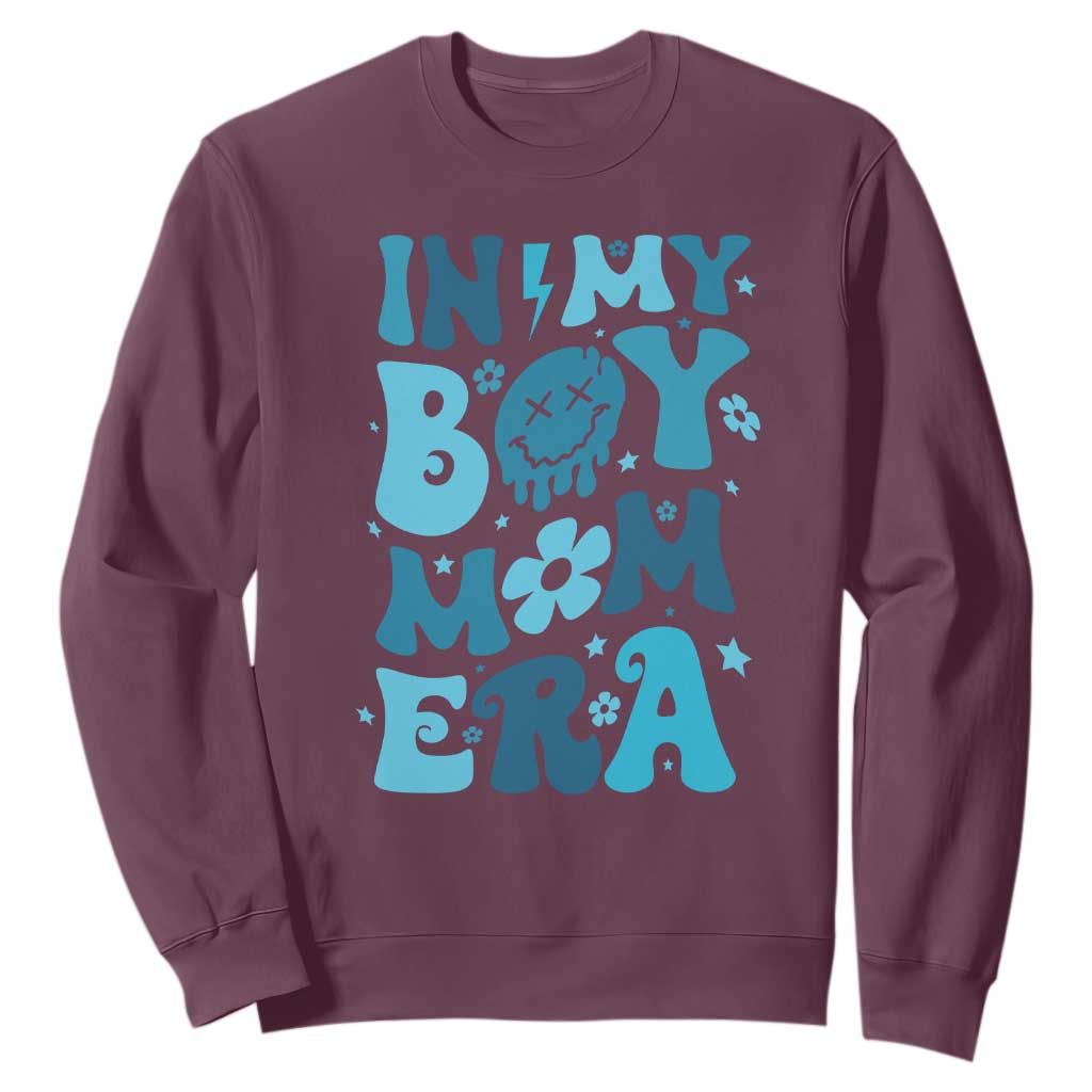 Funny In My Boy Mom Era Sweatshirt Mother's Day TS11 Maroon Print Your Wear