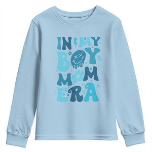 Funny In My Boy Mom Era Youth Sweatshirt Mother's Day TS11 Light Blue Print Your Wear