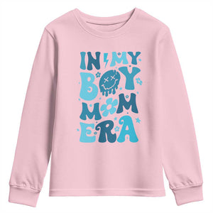 Funny In My Boy Mom Era Youth Sweatshirt Mother's Day TS11 Light Pink Print Your Wear
