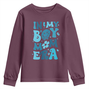Funny In My Boy Mom Era Youth Sweatshirt Mother's Day TS11 Maroon Print Your Wear