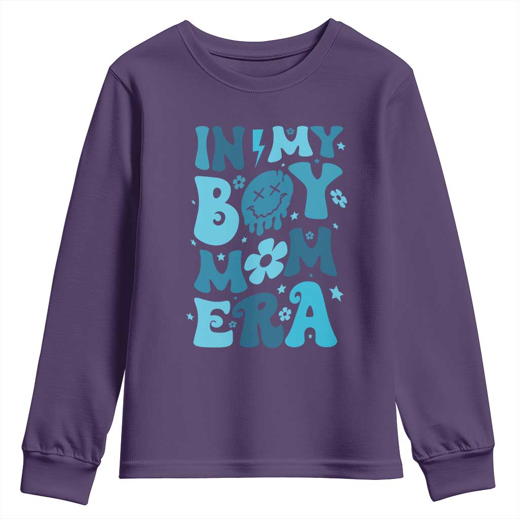 Funny In My Boy Mom Era Youth Sweatshirt Mother's Day TS11 Purple Print Your Wear