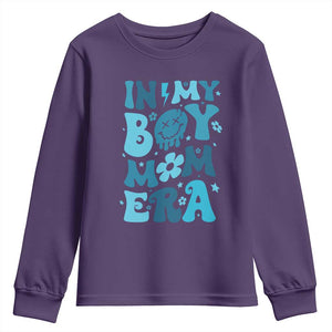 Funny In My Boy Mom Era Youth Sweatshirt Mother's Day TS11 Purple Print Your Wear