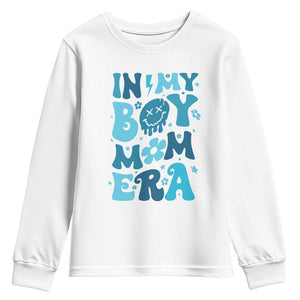 Funny In My Boy Mom Era Youth Sweatshirt Mother's Day TS11 White Print Your Wear